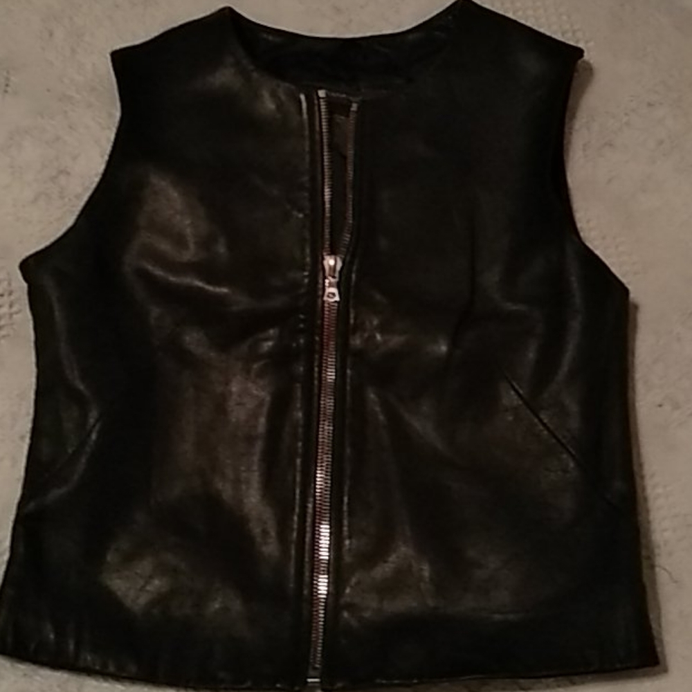 Banana Republic Black Leather Vest